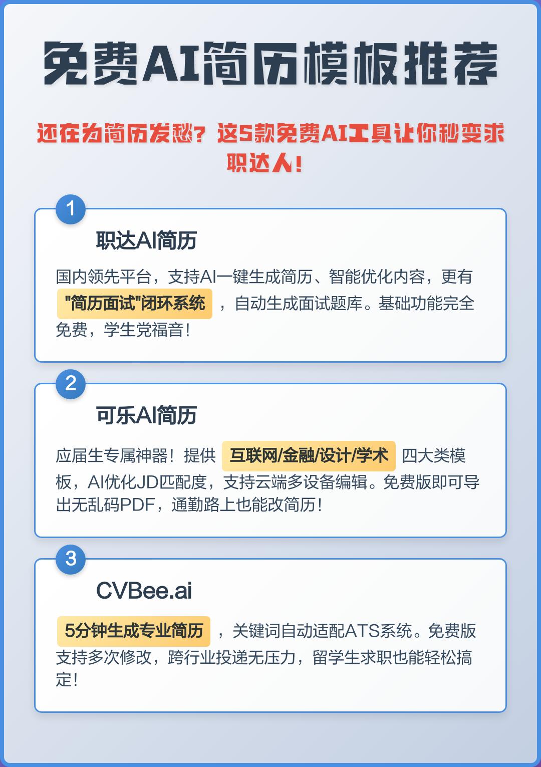 还在为简历发愁?这5款免费AI工具让你秒变求职达人!